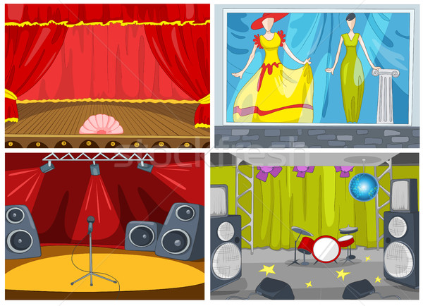 Vector cartoon set of theater and disco background Stock photo © RAStudio