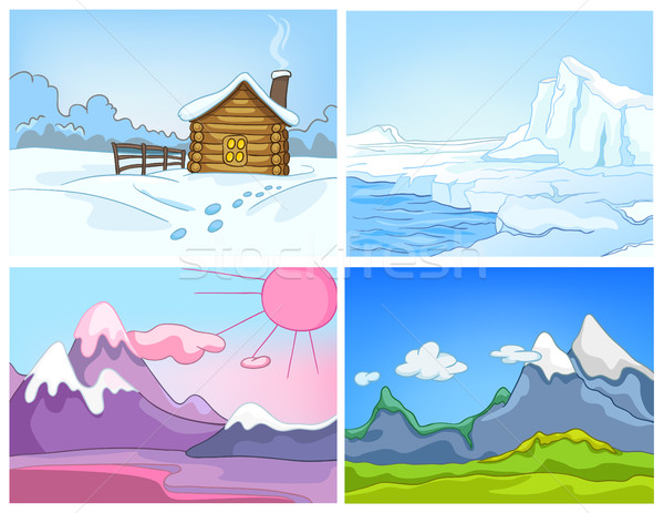 Vector cartoon set of winter backgrounds. Stock photo © RAStudio