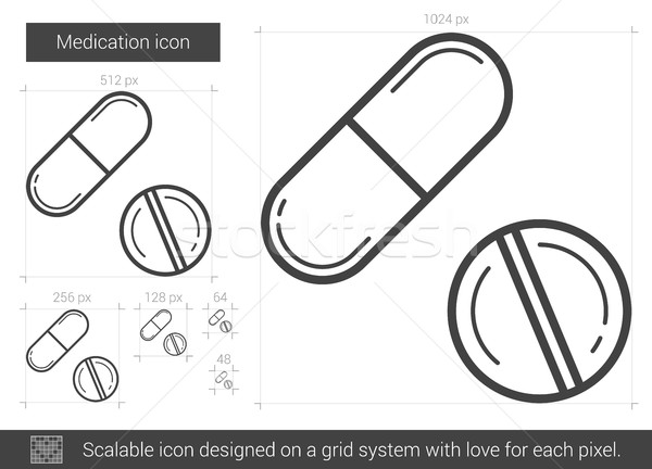 [[stock_photo]]: Médication · ligne · icône · vecteur · isolé · blanche