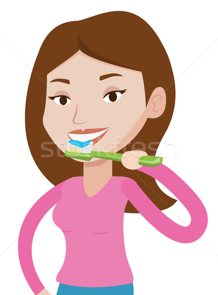 Сток-фото: женщину · молодые · кавказский · улыбающаяся · женщина · очистки