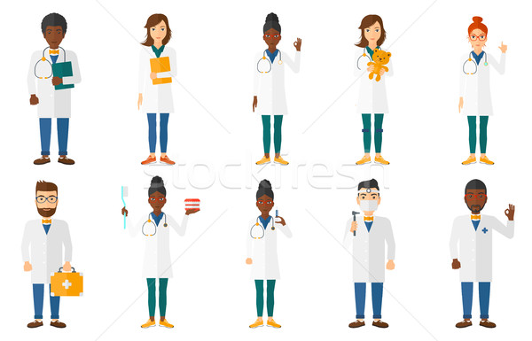 Stock photo: Vector set of doctor characters and patients.