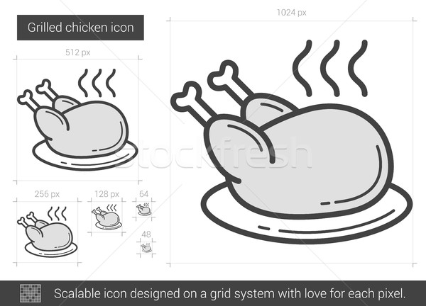 курица-гриль линия икона вектора изолированный белый Сток-фото © RAStudio