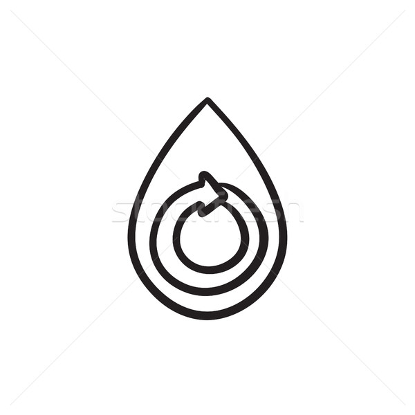 Water drop with circular arrow sketch icon. Stock photo © RAStudio