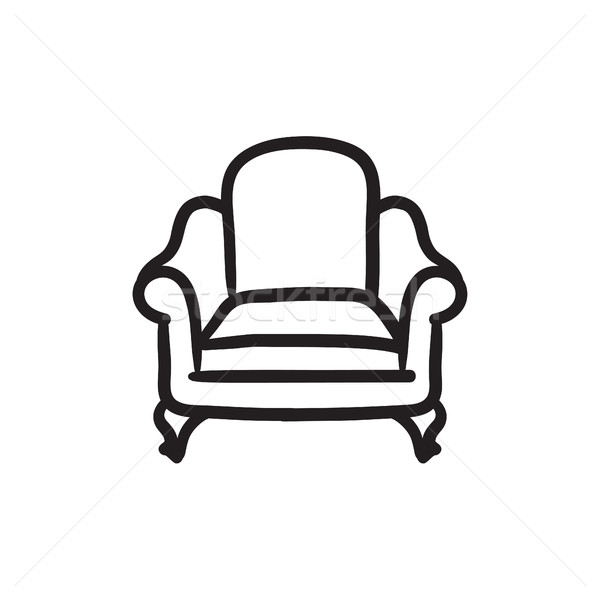 Hand drawn armchair with a blanket Vector illustration of a sketch style   Stock vector  Colourbox