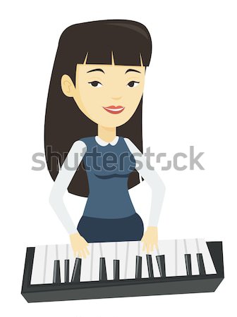 Woman playing piano vector illustration. Stock photo © RAStudio