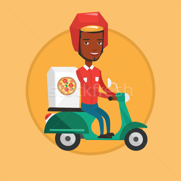 Man delivering pizza on scooter. Stock photo © RAStudio