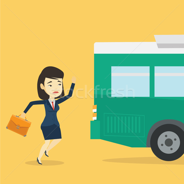 Latecomer woman running for the bus. Stock photo © RAStudio