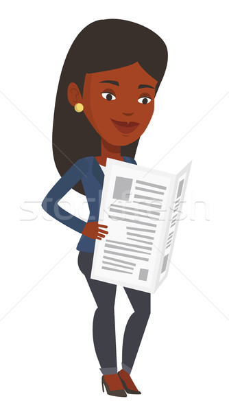 Woman reading newspaper vector illustration. Stock photo © RAStudio