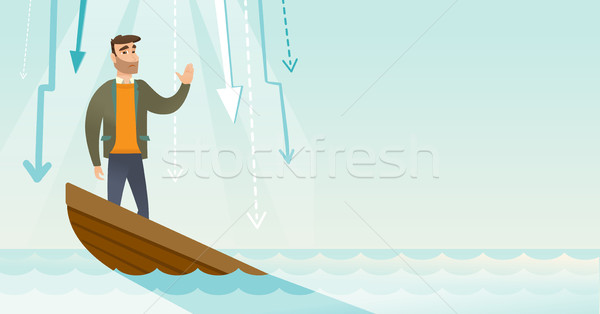 Business woman standing in sinking boat. Stock photo © RAStudio