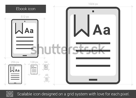 Imagine de stoc: Ebook · linie · icoană · vector · izolat · alb