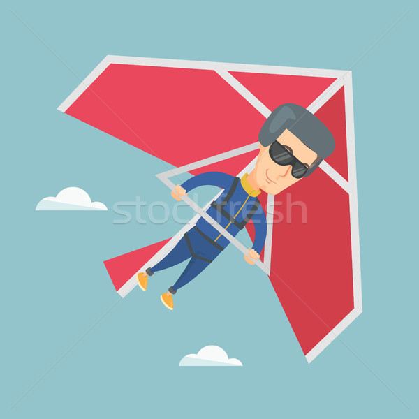Man flying on hang-glider vector illustration. Stock photo © RAStudio