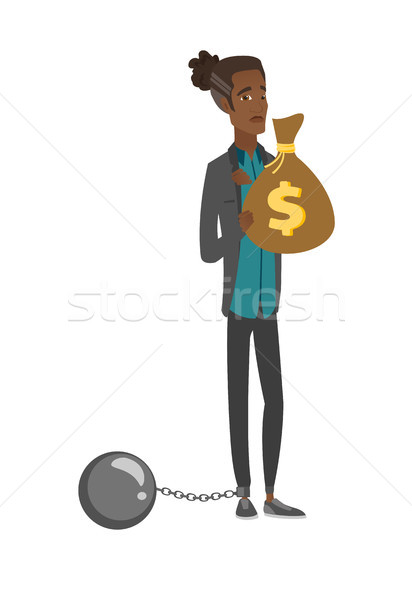 Young african businessman with bag full of taxes. Stock photo © RAStudio