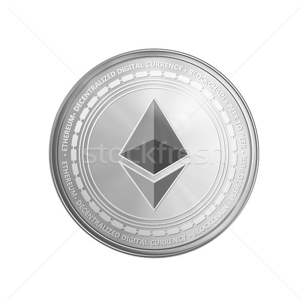 Silver ethereum coin symbol. Stock photo © RAStudio