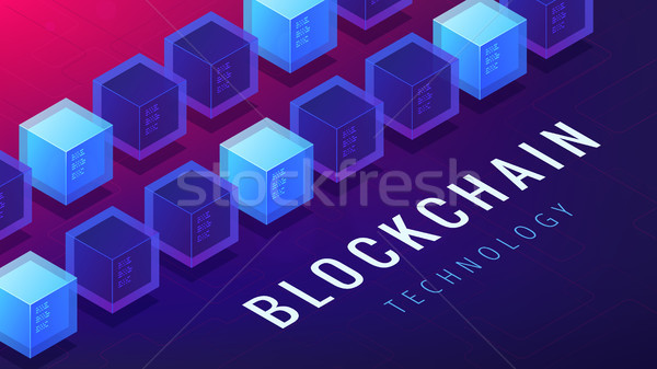 Stock photo: Isometric blockchain cryptocurrency networking concept.