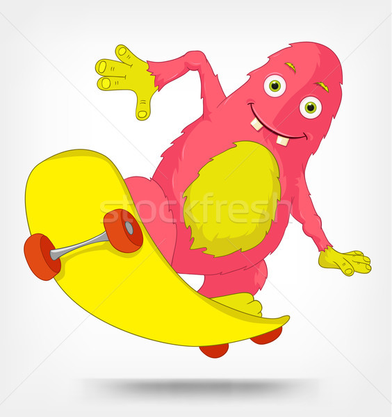 Grappig monster skateboarding geïsoleerd grijs Stockfoto © RAStudio