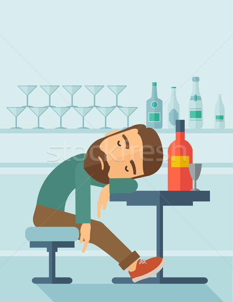 Drunk man fall asleep in the pub. Stock photo © RAStudio