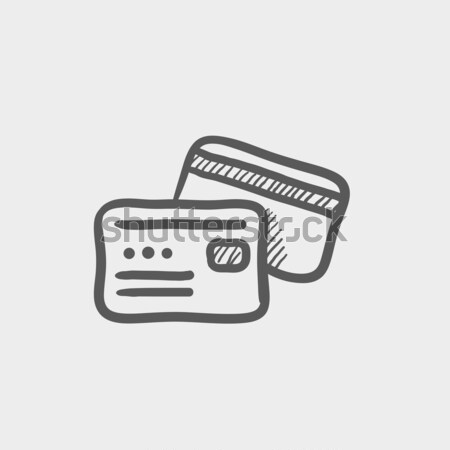 Wallet with money and credit card sketch icon Stock photo © RAStudio