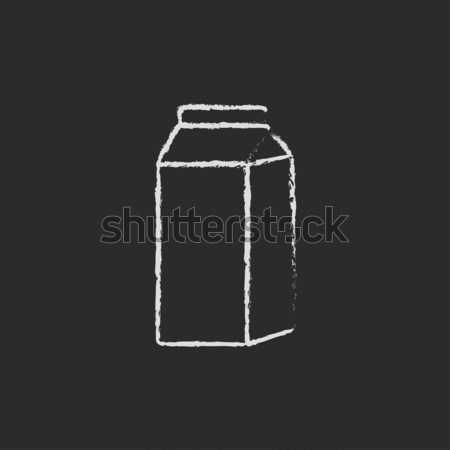 [[stock_photo]]: Produit · laitier · icône · craie · dessinés · à · la · main · tableau · noir