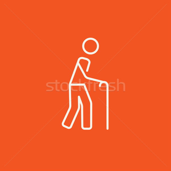 Man with cane line icon. Stock photo © RAStudio