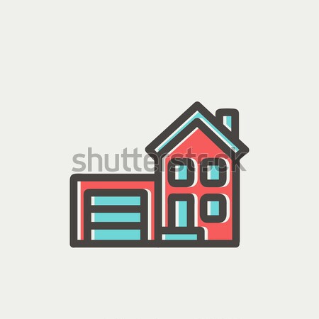 Domu garaż line ikona internetowych komórkowych Zdjęcia stock © RAStudio
