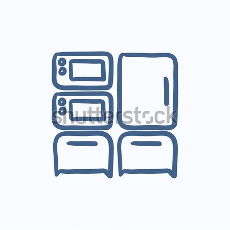 Háztartás készülékek vonal ikon háló mobil Stock fotó © RAStudio