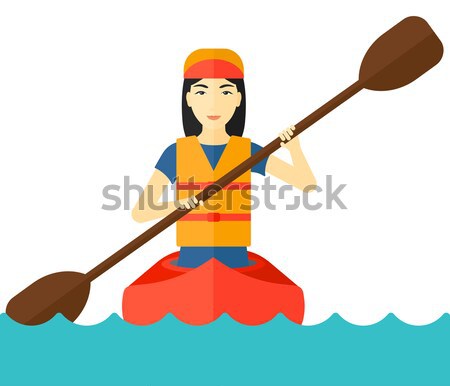 Foto stock: Mujer · equitación · canoa · vector · diseno · ilustración