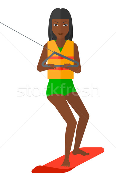 Stock photo: Professional wakeboard sportswoman.