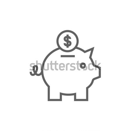 Piggy bank with dollar coin line icon. Stock photo © RAStudio