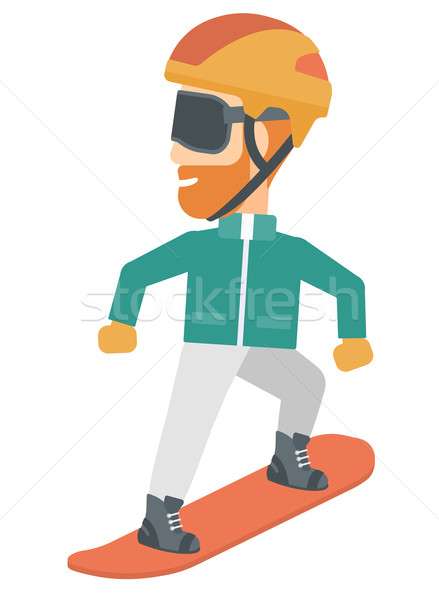 Fiatalember snowboard hipszter férfi szakáll vektor Stock fotó © RAStudio