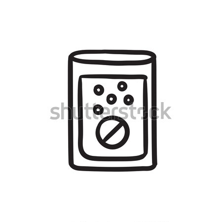 Stock fotó: Tabletta · üveg · víz · rajz · ikon · vektor