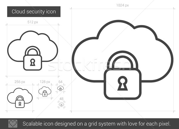 Stockfoto: Wolk · veiligheid · lijn · icon · vector · geïsoleerd