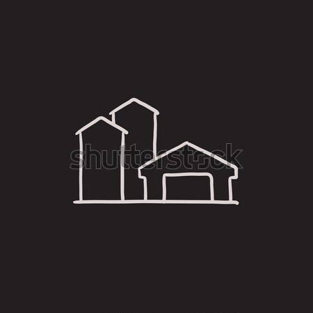 Stok fotoğraf: çiftlik · binalar · kroki · ikon · web · hareketli