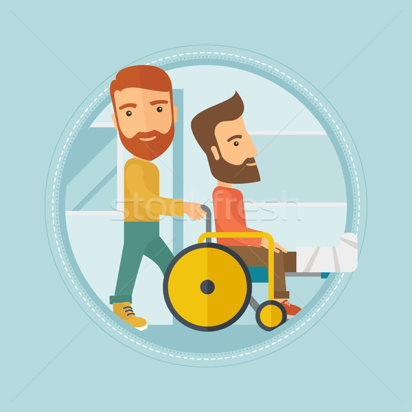 Man pushing wheelchair with patient. Stock photo © RAStudio