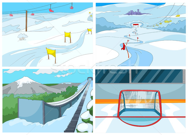 Cartoon set of backgrounds - sport infrastructure Stock photo © RAStudio