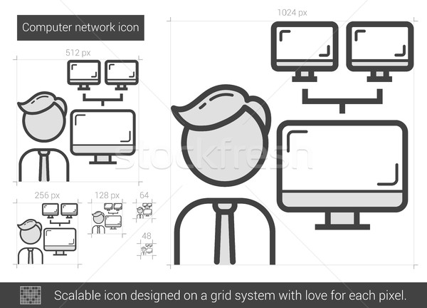 Komputera sieci line ikona wektora odizolowany Zdjęcia stock © RAStudio