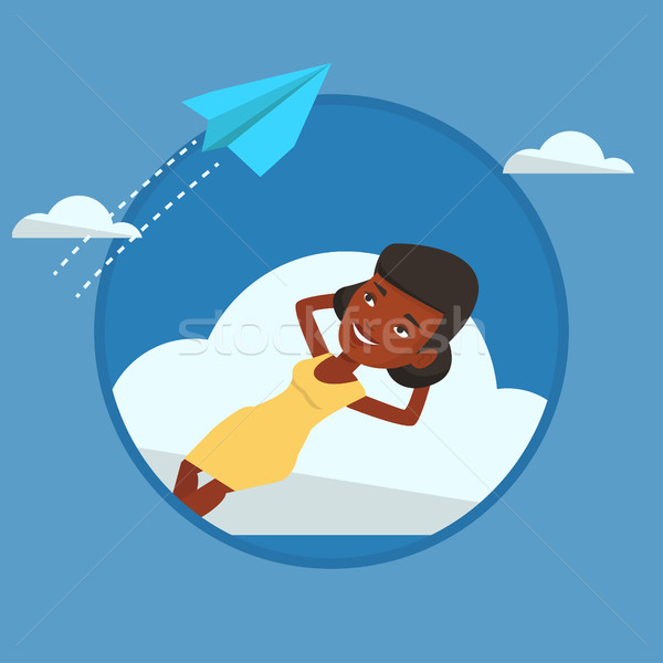 Business woman lying on cloud vector illustration. Stock photo © RAStudio
