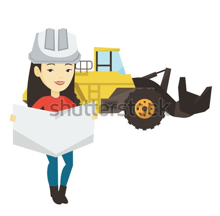 Engineer watching a blueprint vector illustration. Stock photo © RAStudio