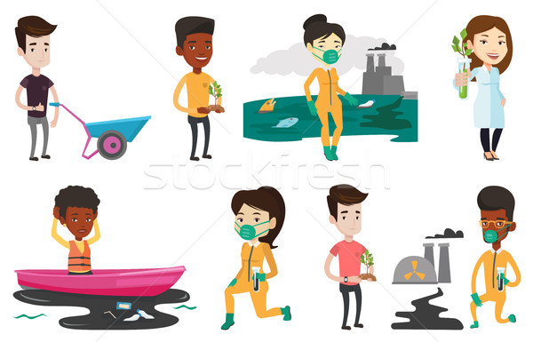 Vector set of characters on ecology issues. Stock photo © RAStudio