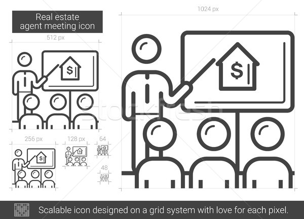 Real estate agent meeting line icon. Stock photo © RAStudio