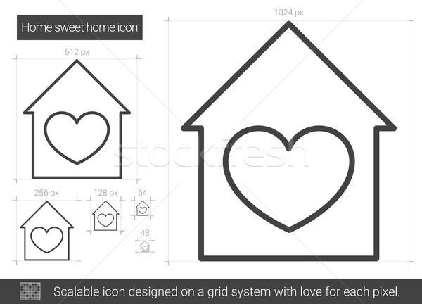 家，甜蜜的家 線 圖標 向量 孤立 白 商業照片 © RAStudio