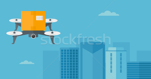 Delivery drone delivering post package to customer Stock photo © RAStudio