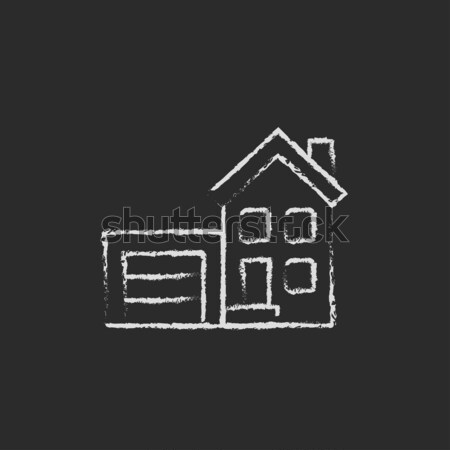 House with garage icon drawn in chalk. Stock photo © RAStudio