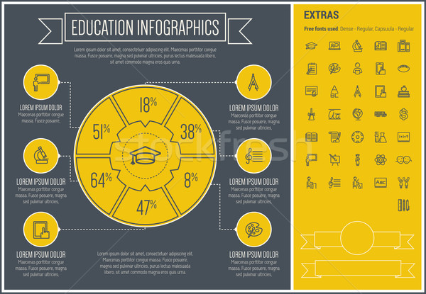 Education Line Design Infographic Template Stock photo © RAStudio