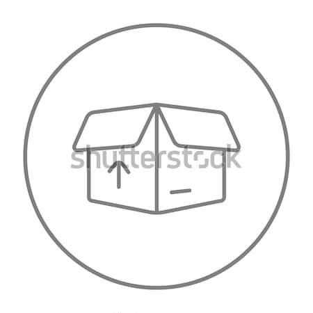 Stockfoto: Karton · pakket · vak · lijn · icon · Open