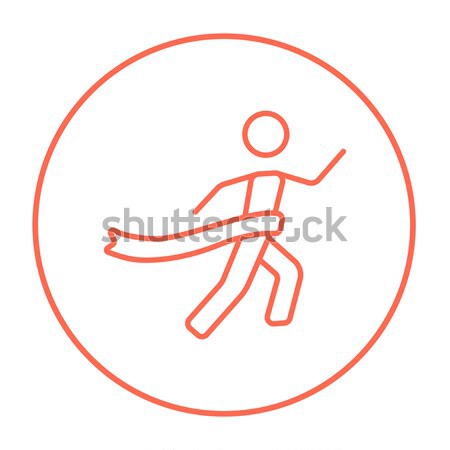 Stock photo: Male surfer riding on surfboard line icon.