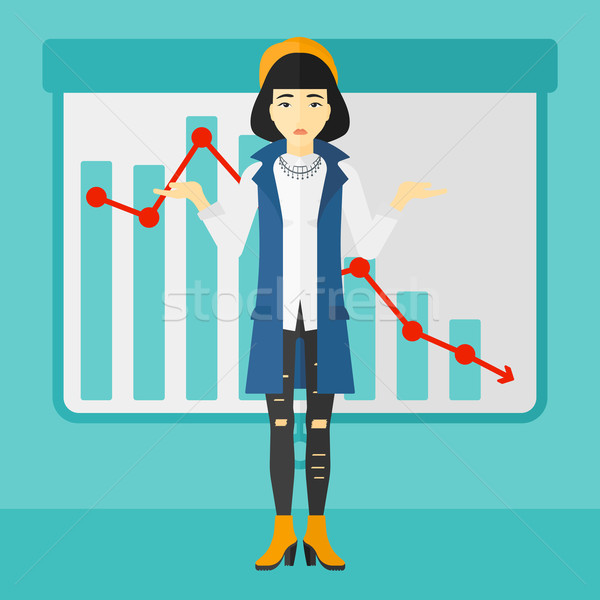 Woman with decreasing chart. Stock photo © RAStudio