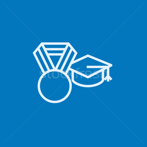 Graduation cap with medal line icon. Stock photo © RAStudio