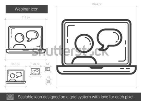 Foto stock: On-line · educação · linha · ícone · vídeo · conversar
