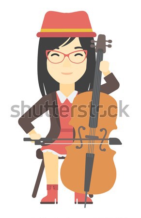 Vrouw spelen cello vector ontwerp illustratie Stockfoto © RAStudio