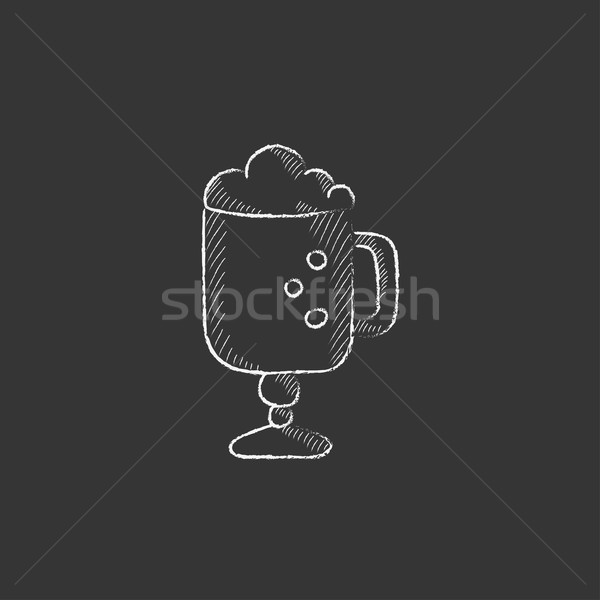 Glass mug with foam. Drawn in chalk icon. Stock photo © RAStudio